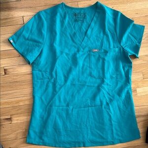 Figs Teal Catarina Scrub Top S